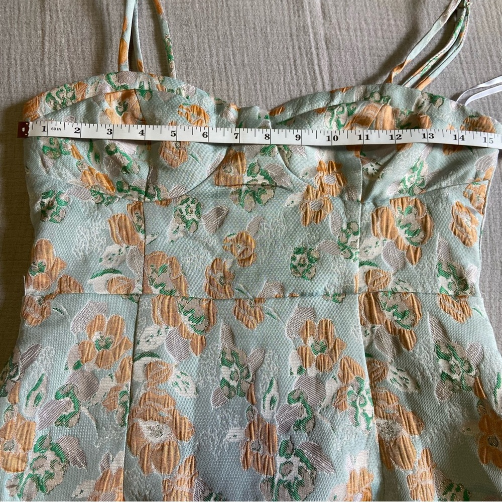 NWOT Lulus Enviable Aesthetic Light Blue Floral Jacquard Bustier Midi Dr… - Picture 9 of 11